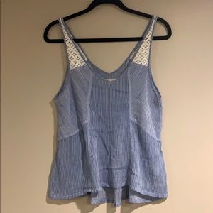 Pin Stripe Tank Top with Lace Detail